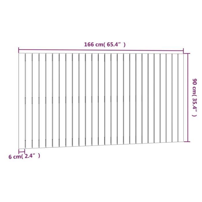 824912 vidaXL Tête de lit murale Noir 166x3x90 cm Bois massif de pin