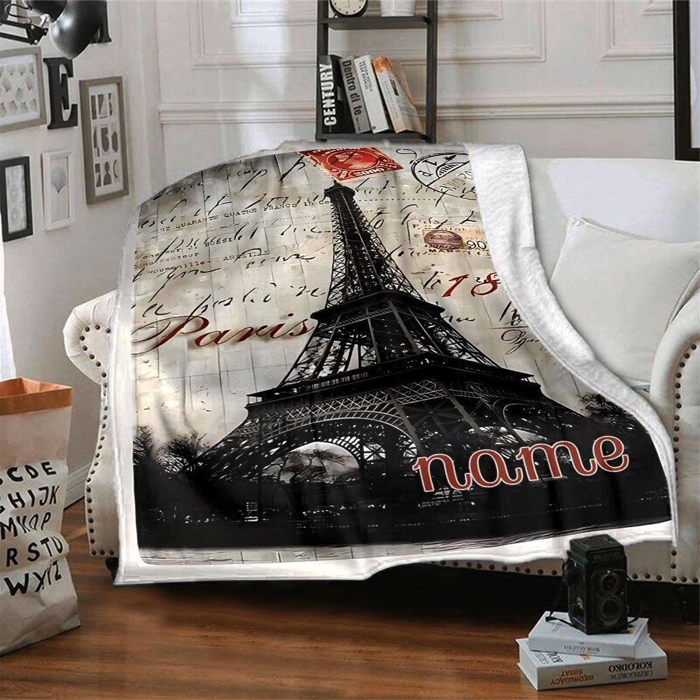 Charming Paris Throw Personalized Blanket Customize Text Comfortable Versatile For Sofa Couch Office Bed Picnics For All Occasions Modern Perfect Gift