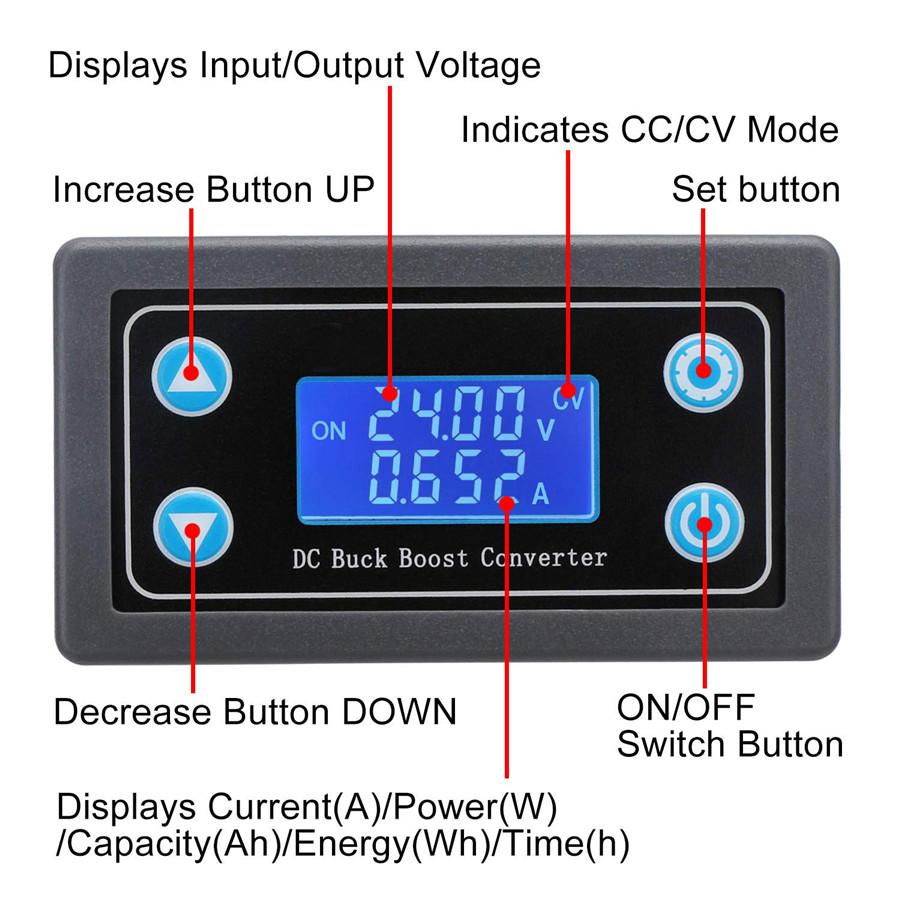Power Supply Module Solar Charging Buck/Boost Converter Adjustable Constant Volt
