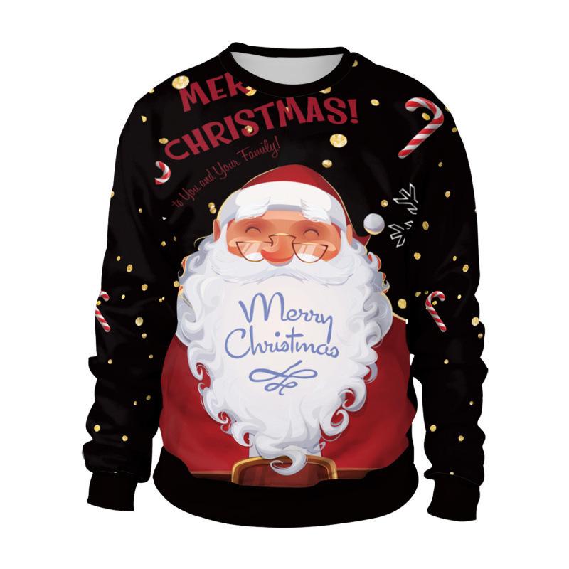 Men's Autumn and Winter 3D Printed Crew Neck Sweater Fashion Versatile Trend Breathable Casual