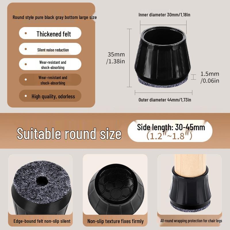 Reinforced Non-Slip Silent Chair and Table Leg Covers with Wear-Resistant Foot Pads