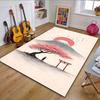 Mount Fuji with Sakura and Red Sun Patterned carpet, non slip mat suitable for living room and bedroom sofas