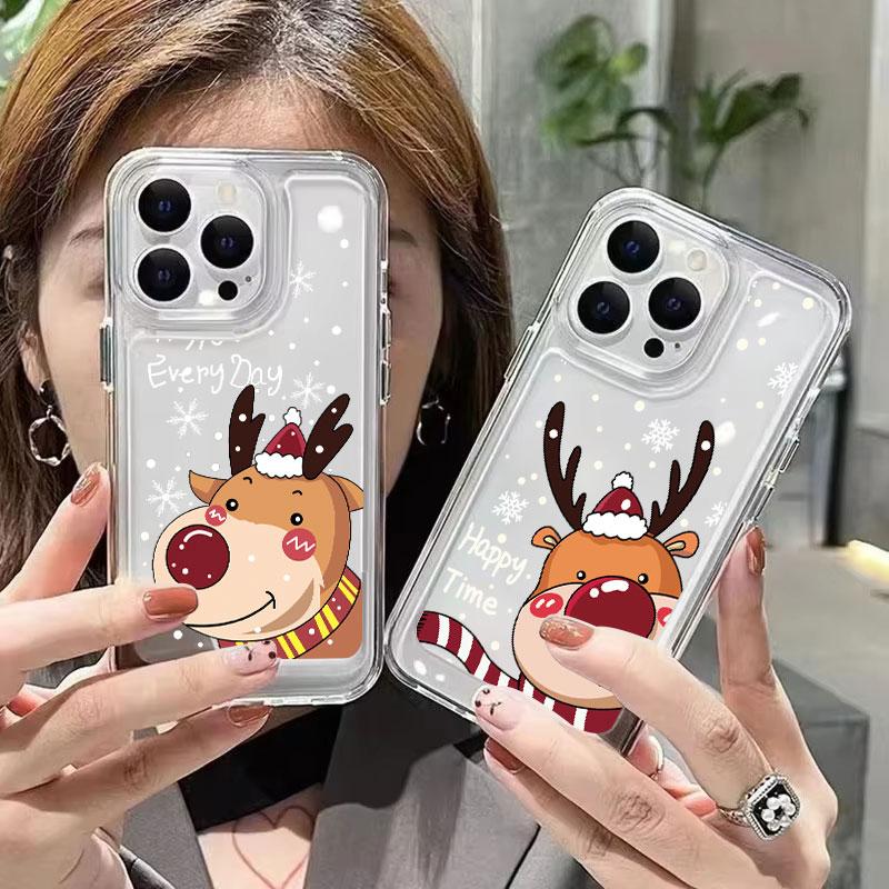 Santa Claus Elk Snowman Christmas Phone Case For iPhone 13 11 12 14 15 16 Pro Max Plus 12 13 Mini XR 8 7 Plus SE 2022 X XS Cover