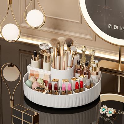 Organizzatore per Trucco Rotante a 360 Gradi Scatola Porta Cosmetici con Porta Pennelli da Trucco Organizer Rotondo da Toeletta per Prodotti per la Cura della Pelle Profumi Lozioni