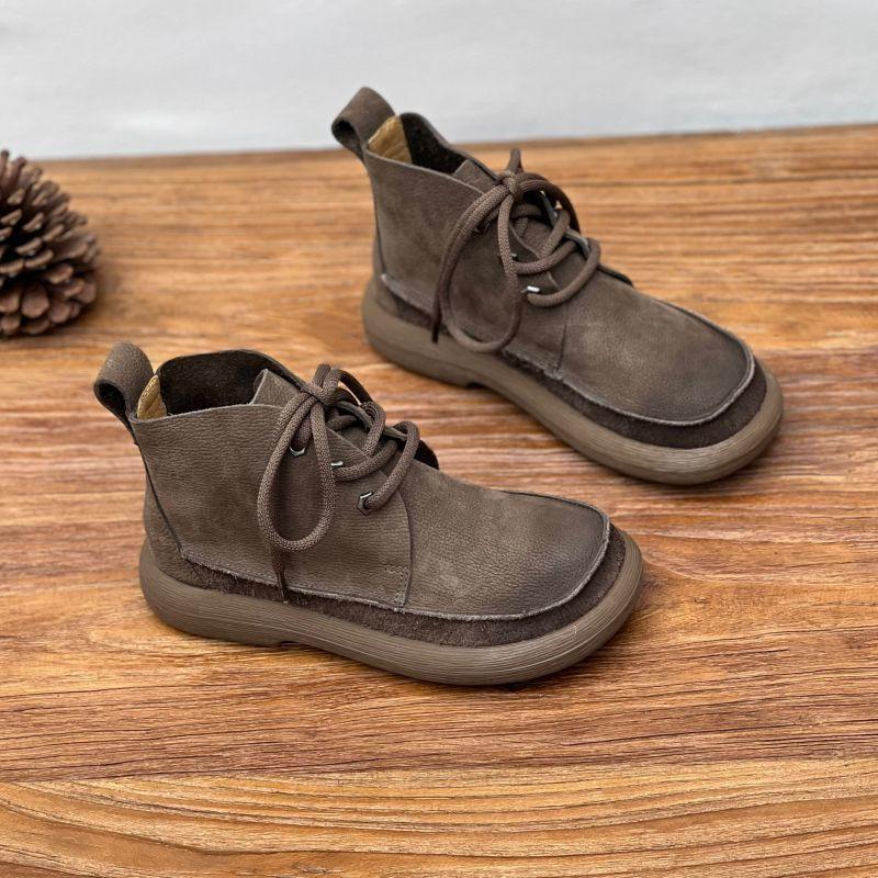 

Ретро ручной работы короткие ботинки 2025 осень и зима новая литературная хлопково-льняная ветровка круглый носок плоская подошва повседневные ботинки Мартин женские ботинки 42