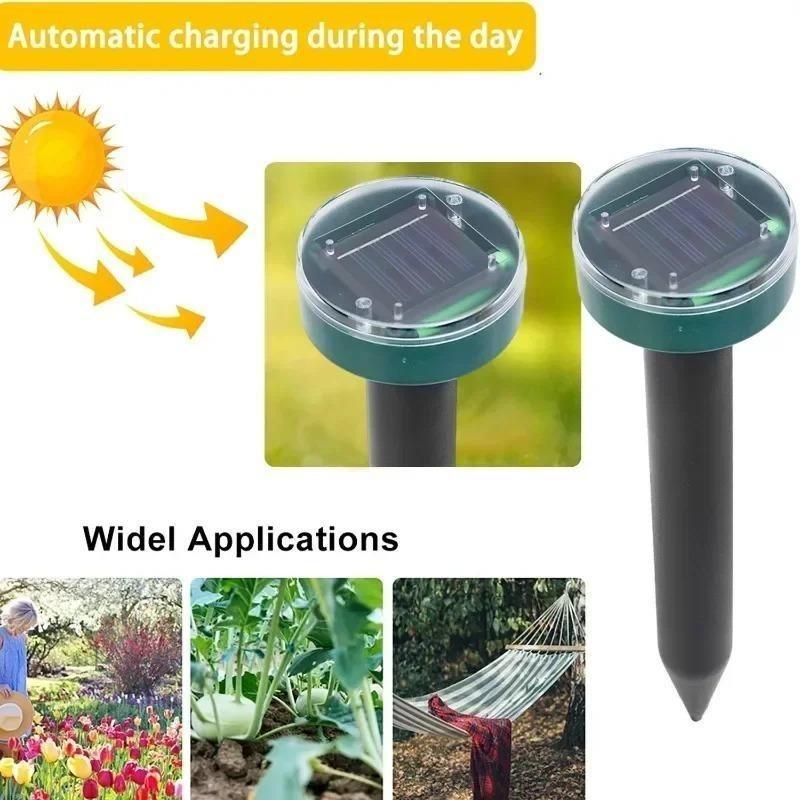 1/2/4PCS Solar Powered Ultrasonic Sonic Mole Pest Rodent Repeller Repellent Yard Outdoor Lamp Backyard Farmland Mouse Repeller