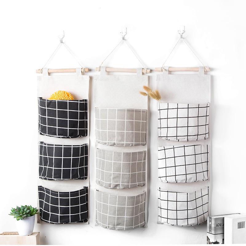 Wall-Mounted Fabric Storage Bag: Hanging Organizer for Bedside or Wardrobe