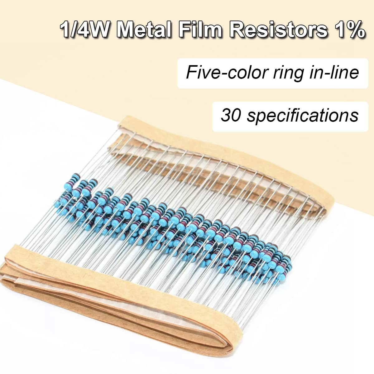 

300/600/820pcs Resistor Kit 10 Ohm-1MOhm Resistors 1/4W ±1% Carbon Film Single Resistor Electrical Electronics 30/41 Value 300pcs
