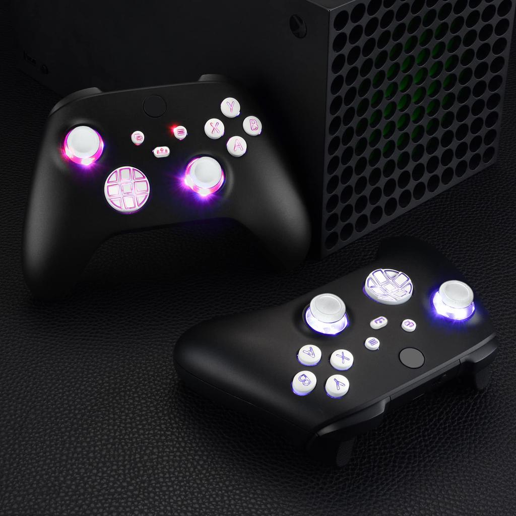 eXtremeRate Multicolor Illuminated Thumbstick Share for Xbox Series and Classic Symbol Button DTF LED Kit for Xbox Core Controllers D-Pad Start, Back,