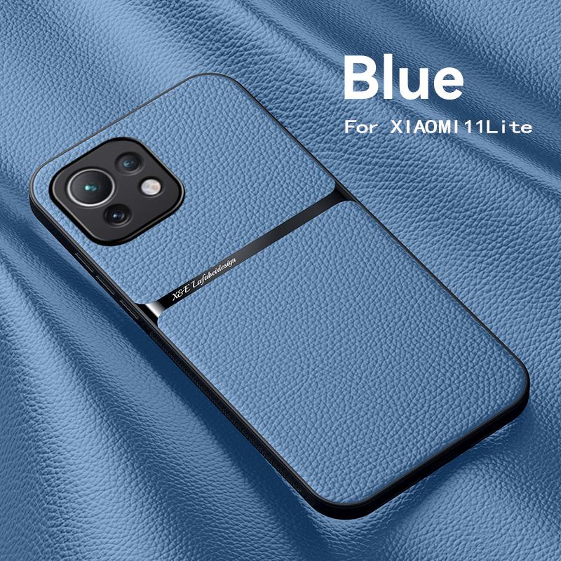

Для Xiaomi Mi11 Lite 5G NE Чохол Автомобільний Магнітний Тримач Шкіряний Чохол для Телефона Для Xiaomi Mi 11 Lite 11Lite Light 5G NE М яка Задня Кришка For Mi 11 Lite синій