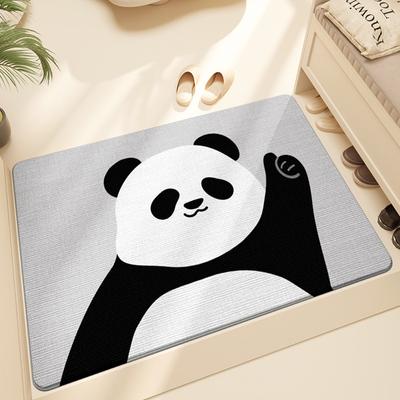 Tapete de Entrada Panda Desenho Animado para Casa Resistente ao Desgaste Keni Veludo Entrada de Casa Antiderrapante Poeira Tapete