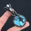Blue Turquoise Pendant, 999 Copper Wire Wrapped Pendant Handmade Gemstone Jewelry, Gifts For Wife Brand New Pendant