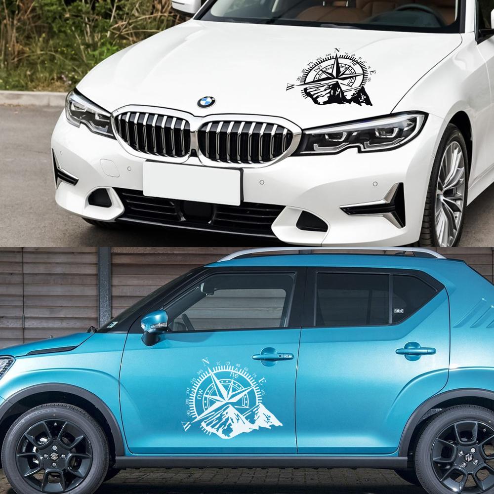 2Pcs Car Door Side Stickers Vinyl Film Auto Decoration Compass Decal Waterproof SUV Styling Automobiles Car Tuning Accessories