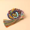 7 Chakra Natuursteen Mala Ketting – Hamsa Hand Regenboog Kwastje Boho Helende Sieraden, Spirituele Bescherming Cadeau voor Mannen Vrouwen