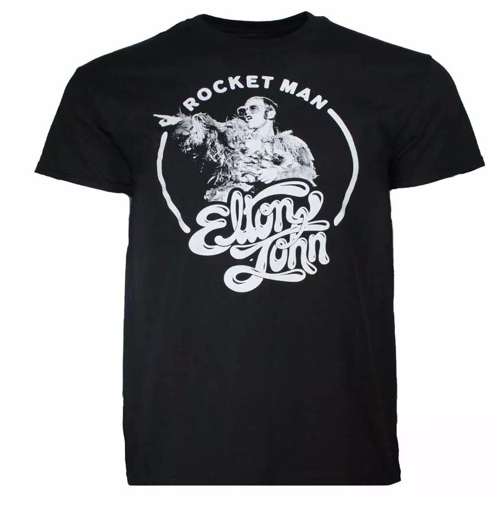 Elton John Rocket Man Circle Mens T Shirt Music Classic Band Rock Tee New Black S