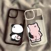 Cartoon Rabbit Panda Bear Pinch Butt Couple Phone Case For iPhone 11 14 16 15 Pro MAX 13 12 XS SE20 XR 7 8Plus Clear Hard Cover