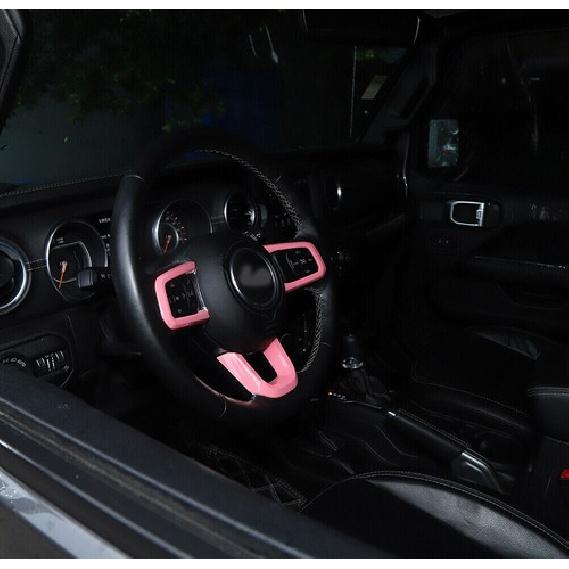 3X Pink Car Steering Wheel Moulding Cover Trim Bezels For Jeep Wrangler JL 2018+