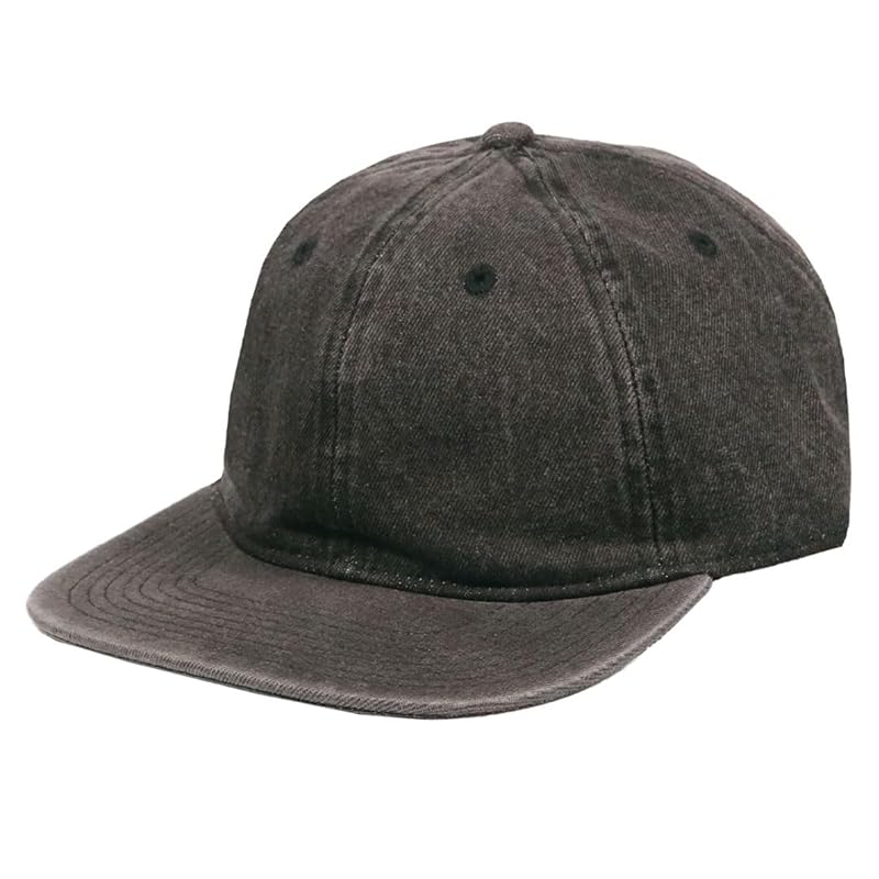 

[New Hattan] denim cap men s ladies hat brand Plain color unisex 6 panels simple casual American casual All year round flat visor black black