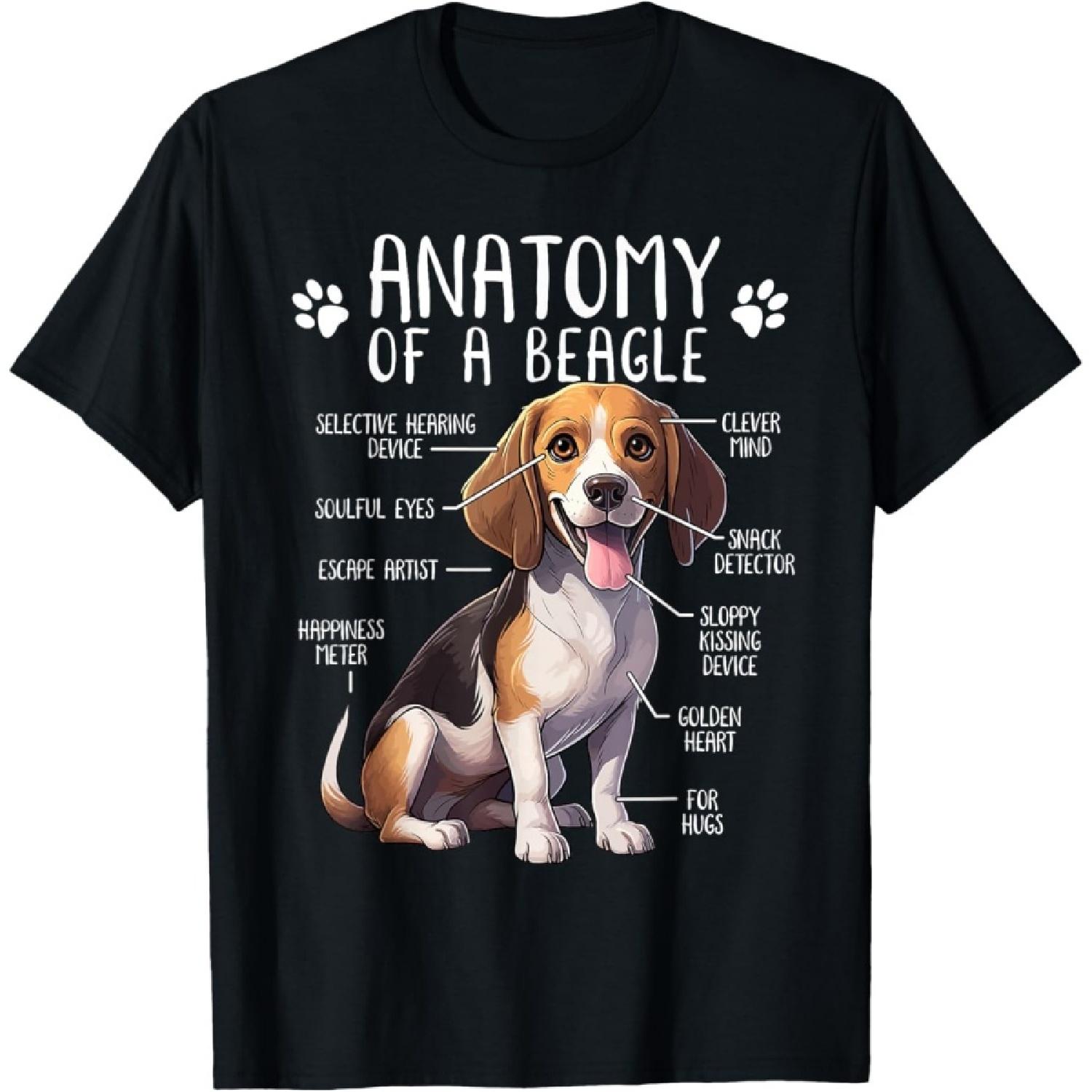 

Funny Beagle Anatomy Of A Beagle Dog Owner Cute Pet Lover T-Shirt for Men Women Girls Kids XXXXXL чорний
