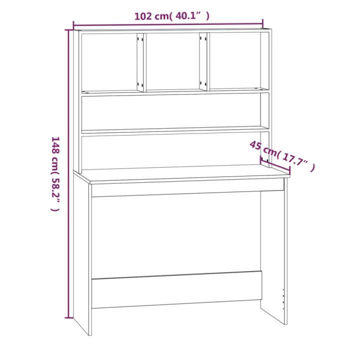 VidaXL Bureau avec étagères Blanc 102x45x148 cm Bois d'ingénierie 823000