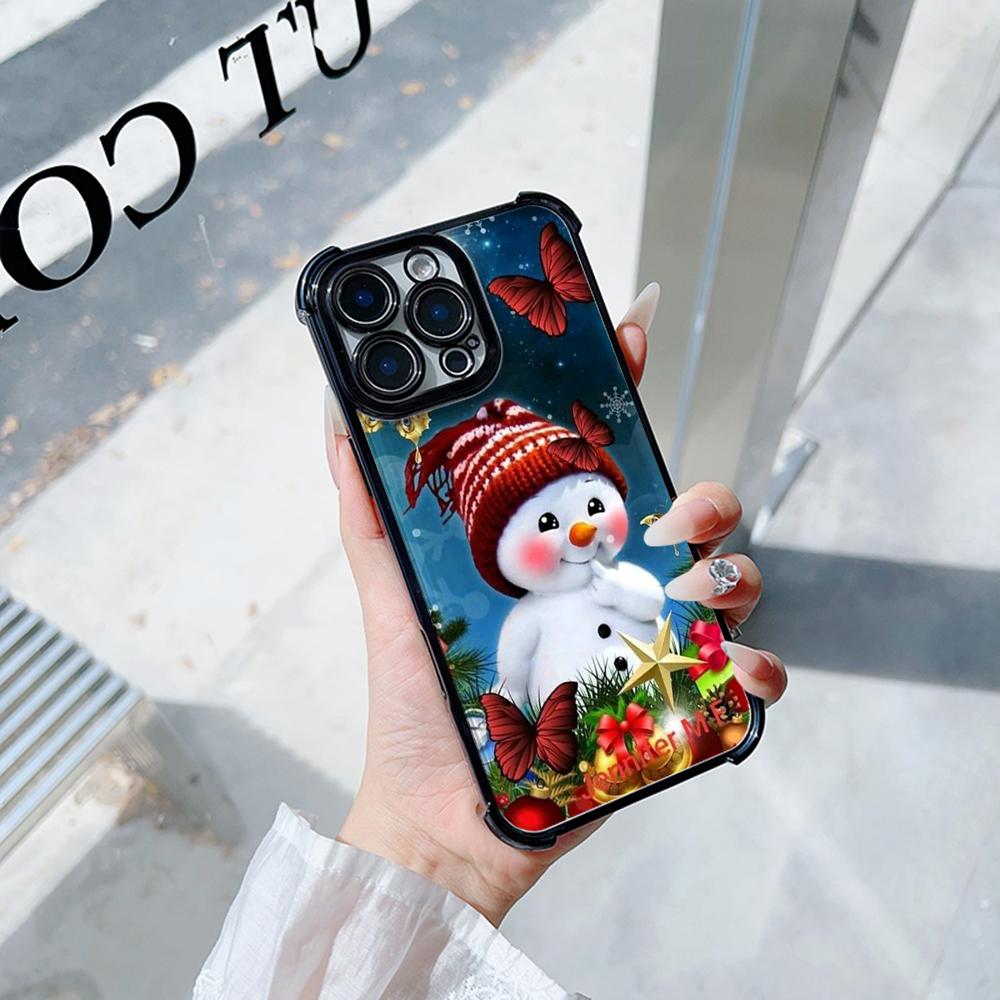 Ae110 Merry Christmas Electroplated TPU Phone Cases for iPhone 16 15 13 11 Pro Max 14 Plus 12 XR Infinix Smart 8 Tecno Four Corner Protection Cover