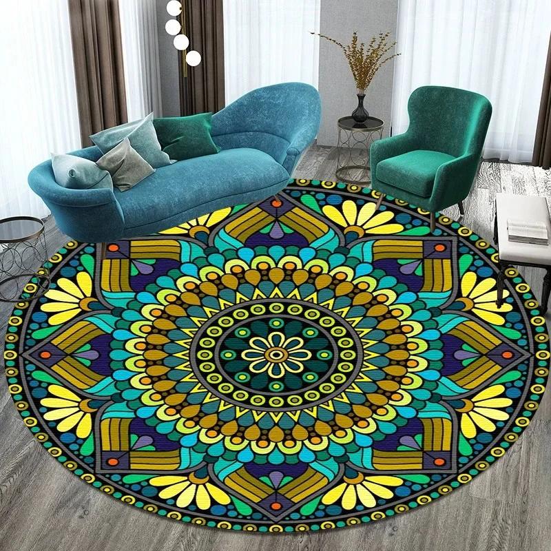 Bitcoin Round Carpet Anti-Slip Circle Area Rug Large for Home Living Room Floor Mat Bedroom Decor Chair Drum Rug Chair Doormat