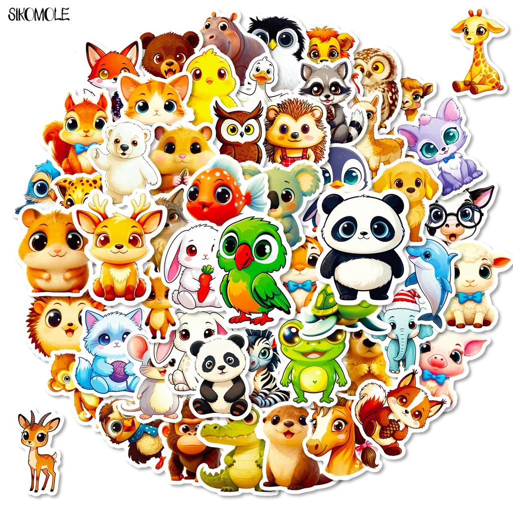 103056PCS Cute Cartoon Big Eyed Animals Stickers Kawaii Funny For DIY Kids Toys Guitar Luggage Suitcase Decal Graffiti Sticker