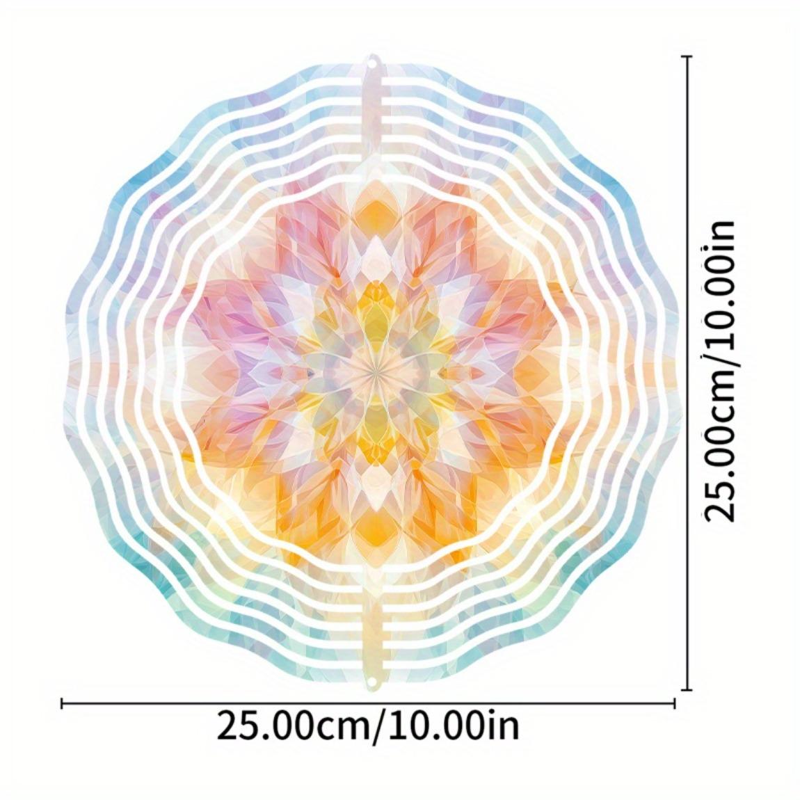 

10-дюймовый подвесной ветряной спиннер с дизайном мандалы лотоса, вращающийся на 360 градусов крюк для декора сада, балкона, двора, летний весенний подарок 01A