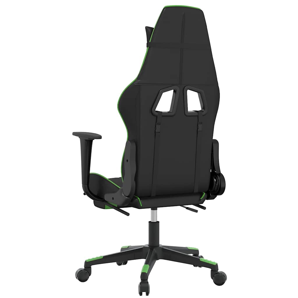 Vidaxl Massage Gaming Chair With Footrest, Black-Green, Eco-Leather