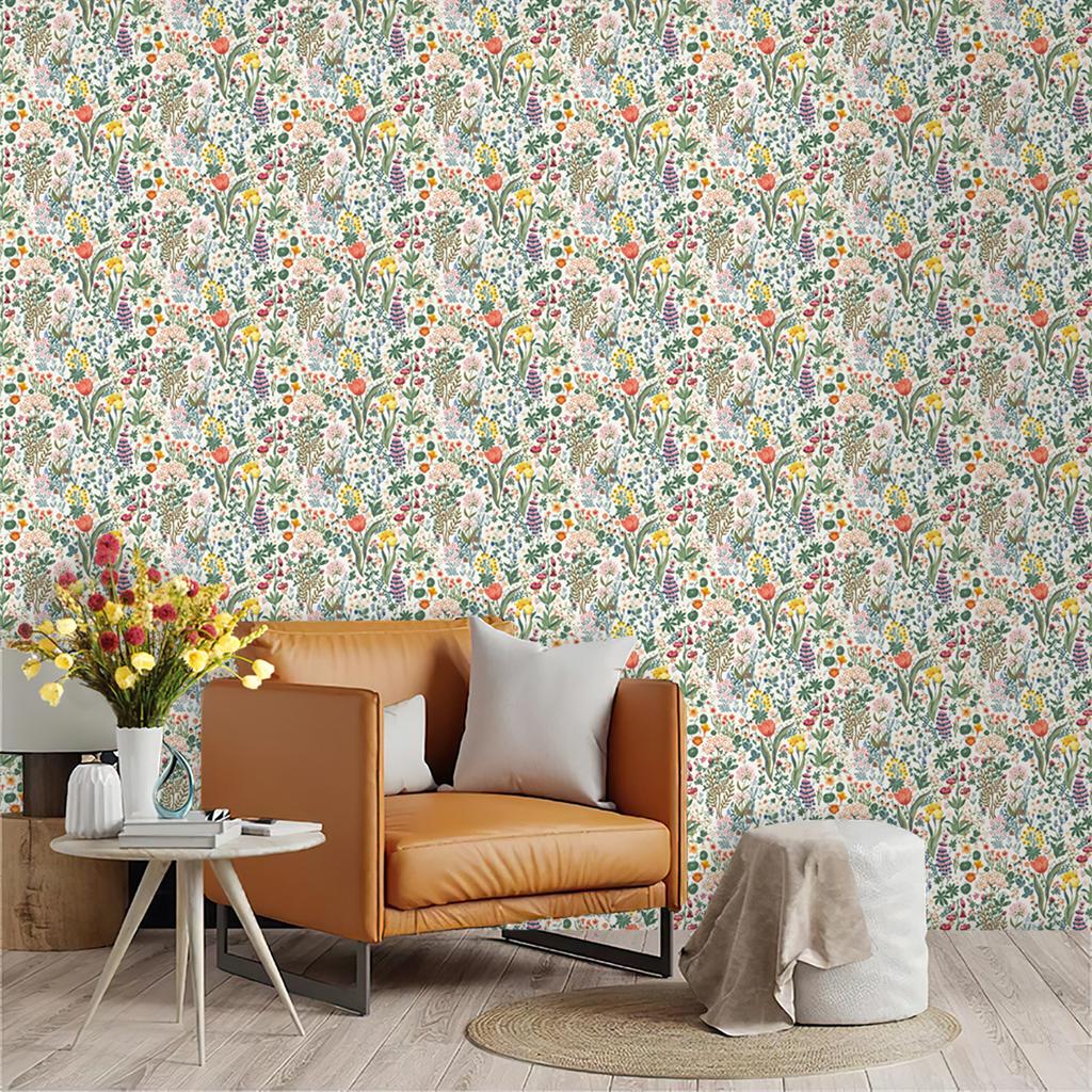 Pastrol Leaves and Flower Wallpaper Chic Peel and Stick Vinyl Floral Decal Waterproof Self Adhesive Cabinet Sticker