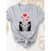 Print T Shirt Short Sleeve Summer Clothes Women Clothing Gray Owl Love Style Trend Cute Basic Tee Top Fashion Graphic T-shirt