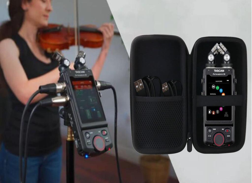 WERJIA storage case compatible with TASCAM Portacapture X8 portable recorder (X8 case)