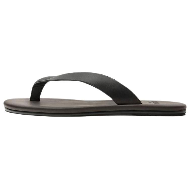 Zara Limited Edition Leather Lightweight Slip-On Rubber Sole Anti-Wear Flip Flops Men Footwear Brown 12791520700 43