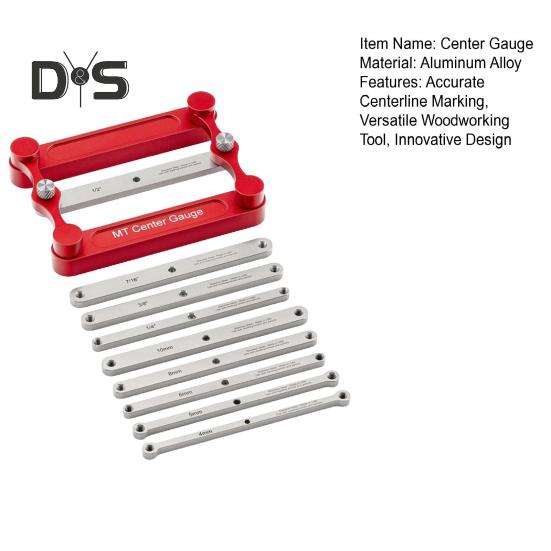 Aluminum Alloy Center Gauge Woodworking Marking Tool Set Durable Scribe Line Locator with Interchangeable Marking Bars