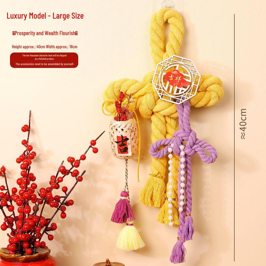 2026 Year of the Horse Spring Festival Chinese Knot Door Hanger - Wanzi Knot Ornament for Festive Atmosphere
