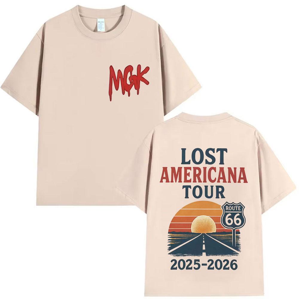 Mgk Lost American Tour 2025-2026 Chart T-shirt for Men and Women Harajuku Retro T-shirt Summer Cotton Top T-shirt
