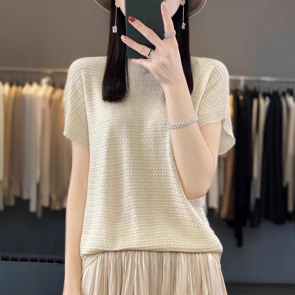 

Женский летний вязаный топ с рукавами «летучая мышь» – круглый вырез, легкий, универсальный, стиль «маленький аромат» XXL for 140-155 lbs