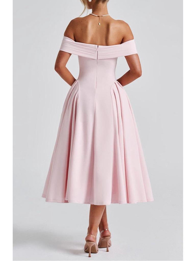 Women's European & American Off-the-Shoulder Backless Dress - Solid Color, Long and Sexy Fashion Style (2026 In Stock)