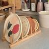 Vertical Wooden Dish Drying Rack 6 Grids Pine Wood Dish Drying Rack with Stable Base for Cups Cutting Boards