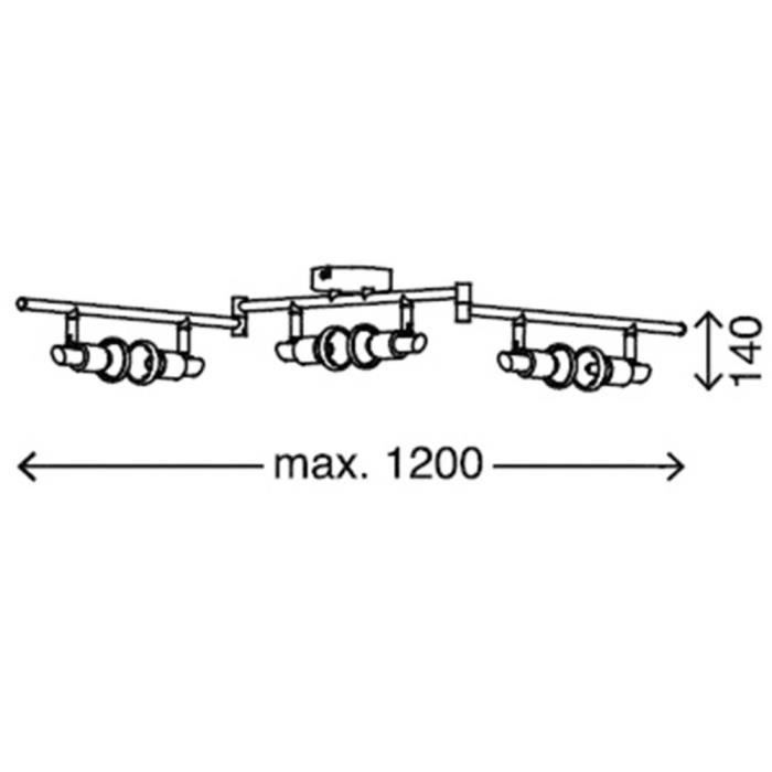 Spot de plafond led - briloner - cool 2991-062b - nickel mat - 18 w - gu10 - 6 ampoules