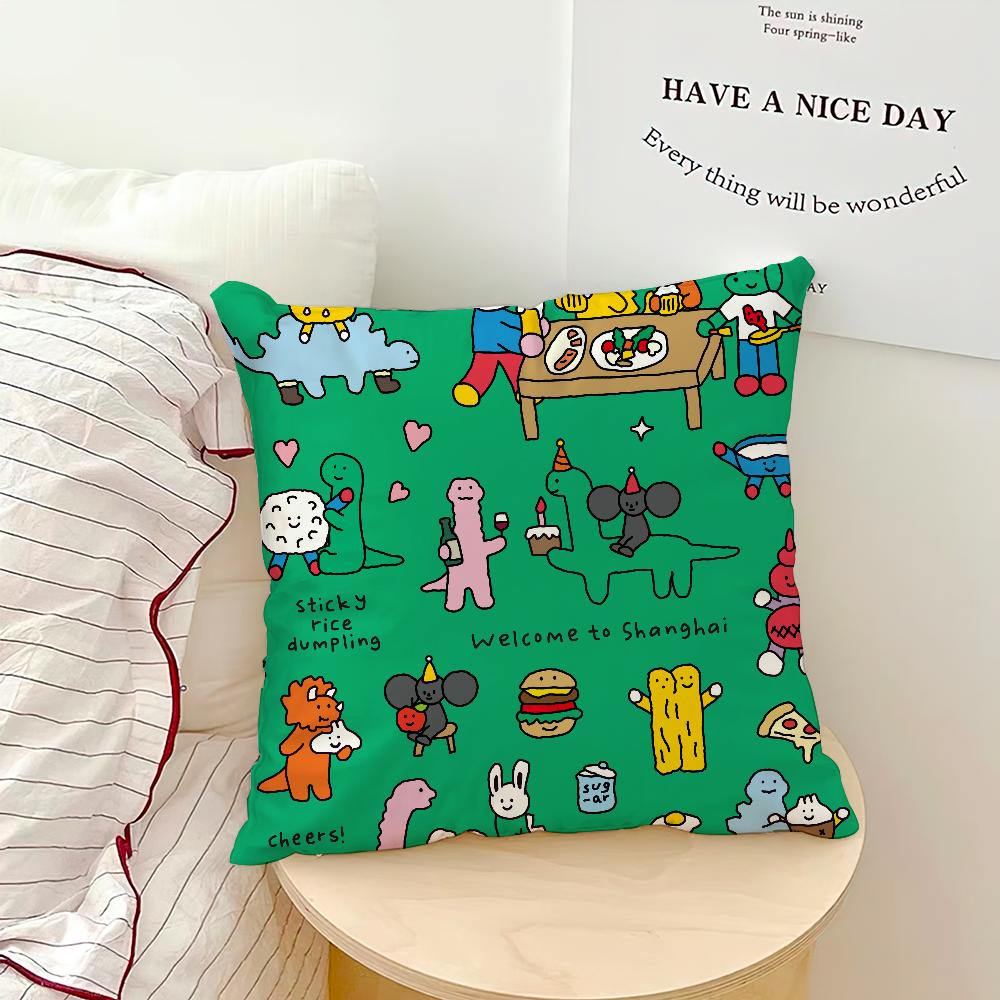 Cartoon Art Joguman Cute Pillow Case Sofa Living Room Bedroom Headboard Backrest Cushion Square Cushion Nap Time