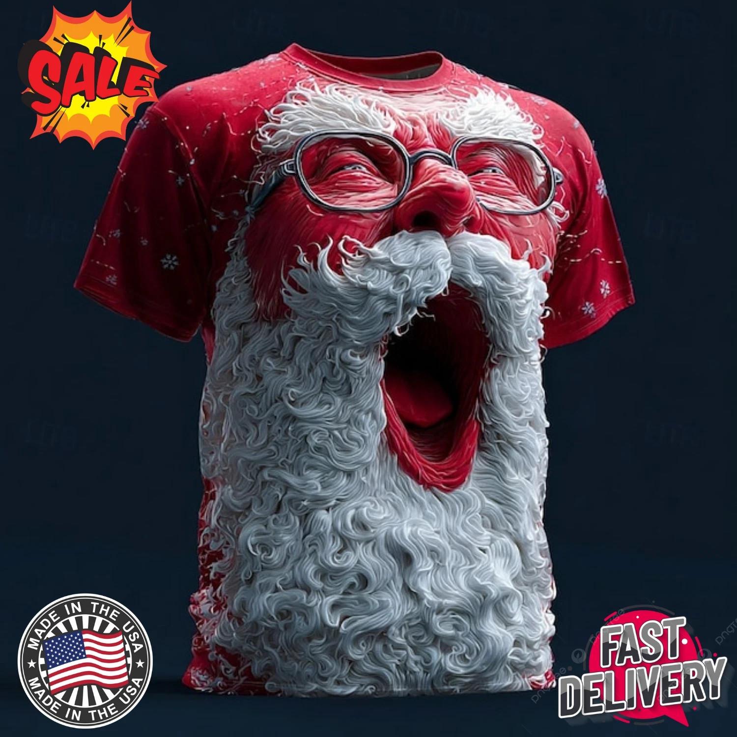 Christmas Men s Santa Claus 3D Cartoon Vacation Party Street 3D T-Shirt Unisex XXXXL