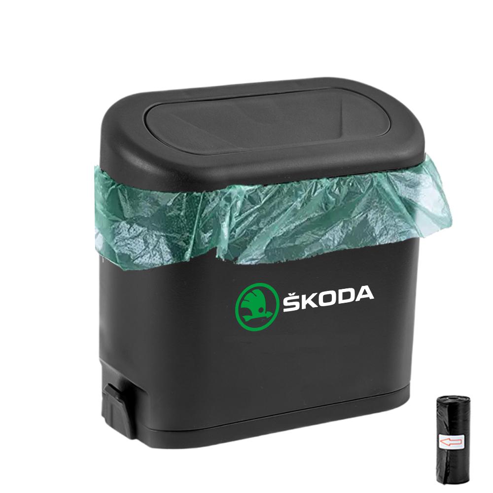ABS Press Type Car Trash Can Hanging Trash Can Dust Box Storage Box For Skoda S Octavia VII Rapid Fabia Kodiaq Karoq Kamiq Rapid kyhj94