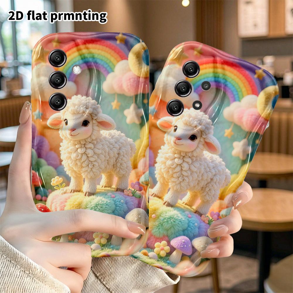 Phone Case: 2D flat, suitable for Samsung Galaxy A34 A35 M05 M06 S20 S22 S21 FE Plus 5G, rainbow cloud little sheep, perfect Christmas and Halloween h