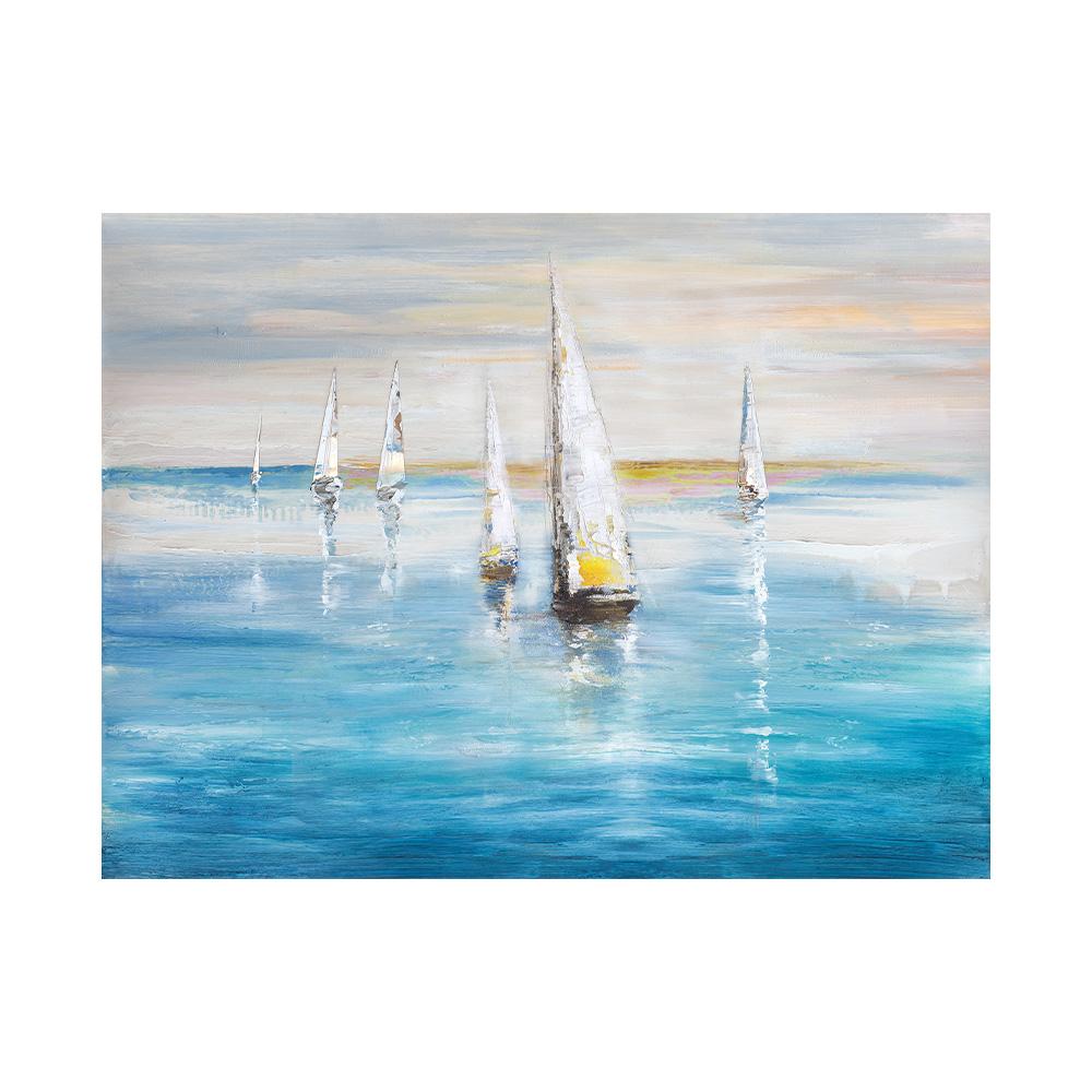 Vintage Ship Sailing Retro Nordic Canvas Poster Painting Boat At Sea Wall Art Pictures for Living Room Bedroom Office Decor