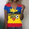 Women's V-Neck Lightweight Top Spring Summer Soccer Print Blouse