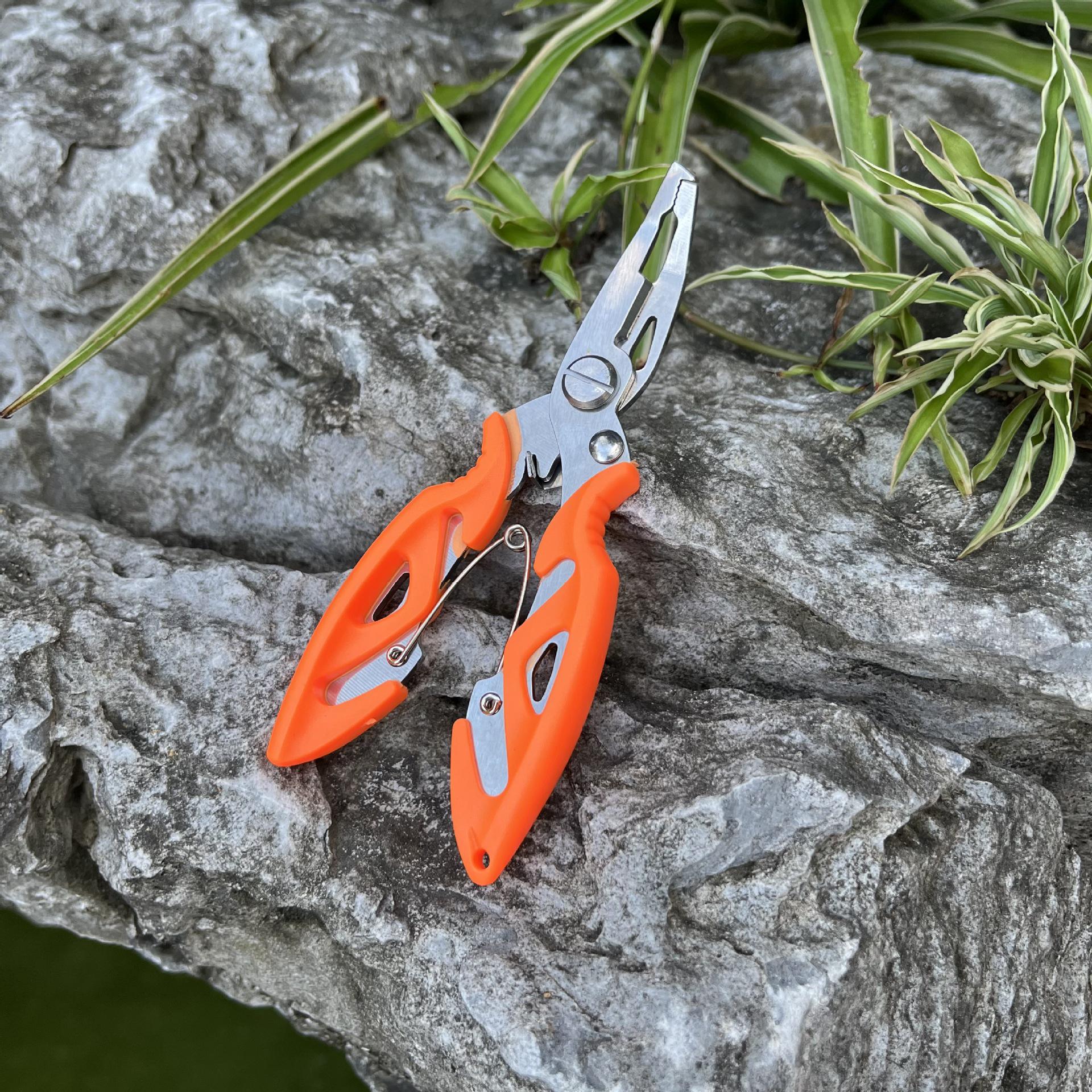 

Многофункциональный набор захватов для рыбы: Включает плоскогубцы для приманок, весы, контроллер для рыбы, зажим из нержавеющей стали, инструмент для вязания крючков и экстрактор. оранжевый