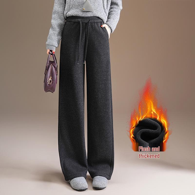 

Women s Elastic Waist Plush Warm Wide-Leg Pants - Slimming, Drapey, and Body-Shaping for Autumn/Winter 2025 XL / 29 [115-125 lbs recommended]