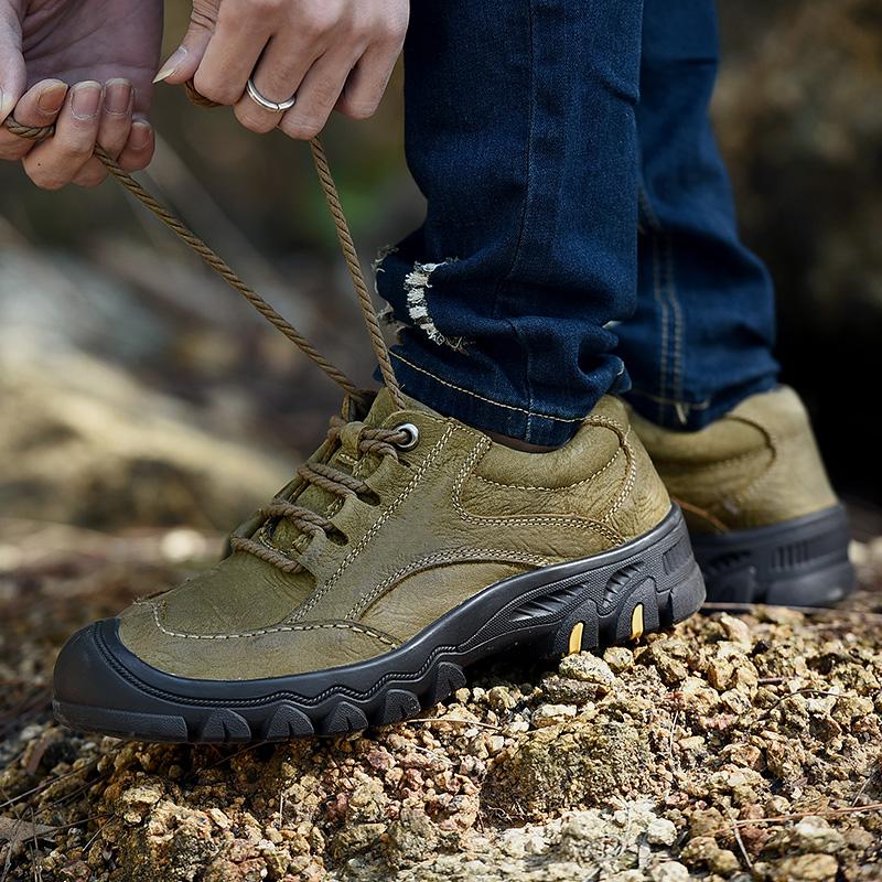 Handmade Men Hiking Shoes Genuine Leather Mens Casual Shoes All-match Male Driving Shoes New Male Comfortable Walking Footwear
