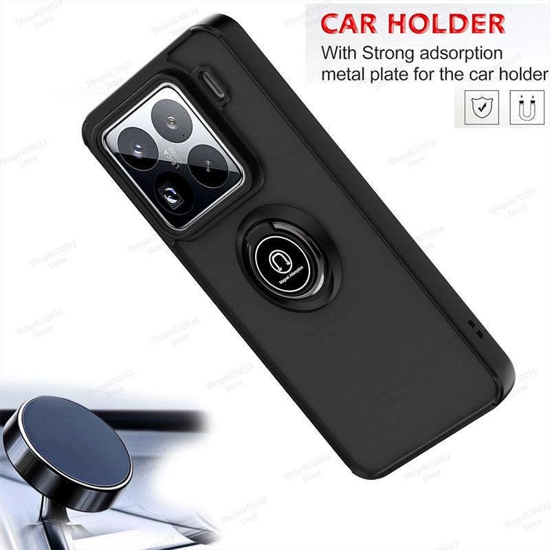 Matte Armor Magnetic Phone Case For Xiaomi 15 14T 14 13T 13 12T Pro 14 13 Ultra Ring Holder Cover For Xiaomi 13 12 11 Lite Funda